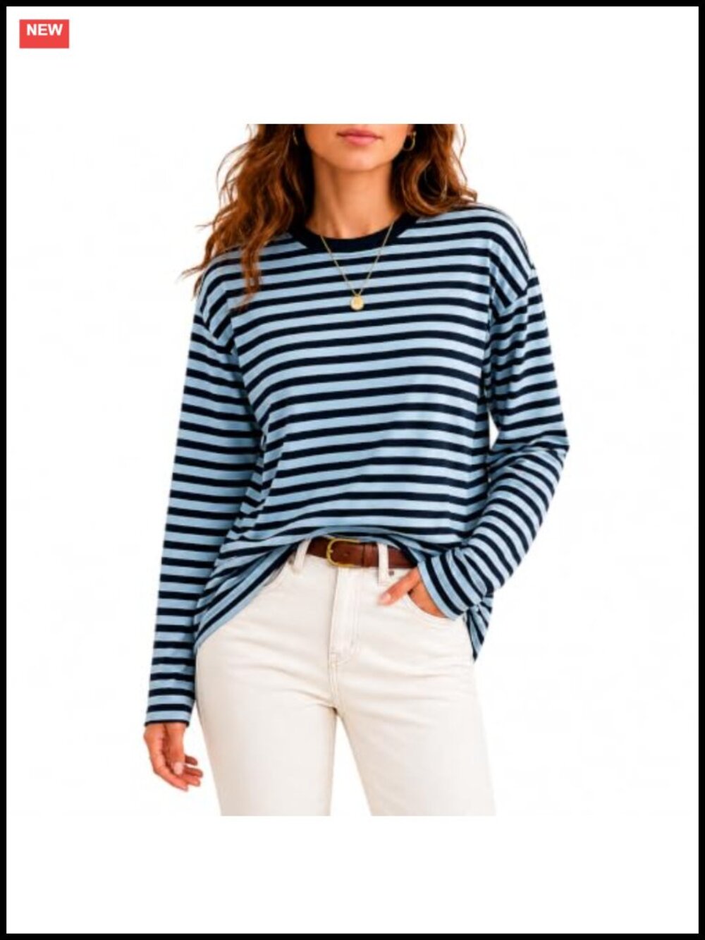 Oversized Striped Long Sleeve T-Shirt Casual Drop Shoulder Top